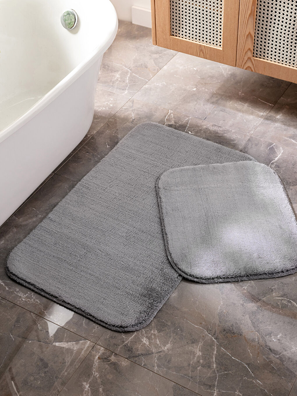 Antrasit Düz Banyo Paspası 2'li