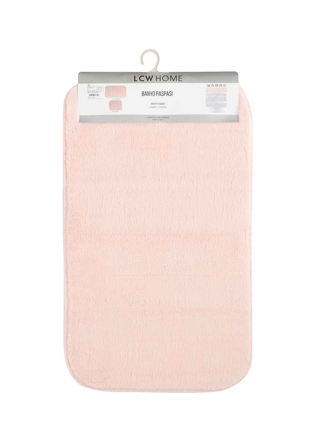 Pembe Düz Banyo Paspası 2'li-3
