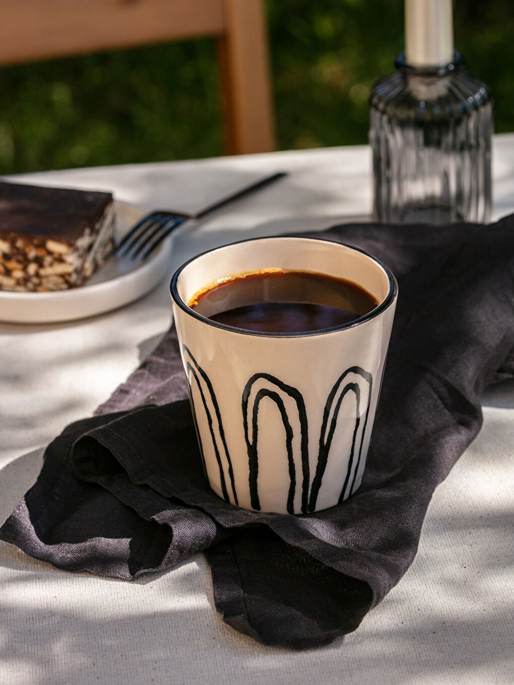 Siyah Desenli Seramik Bardak 210 ml