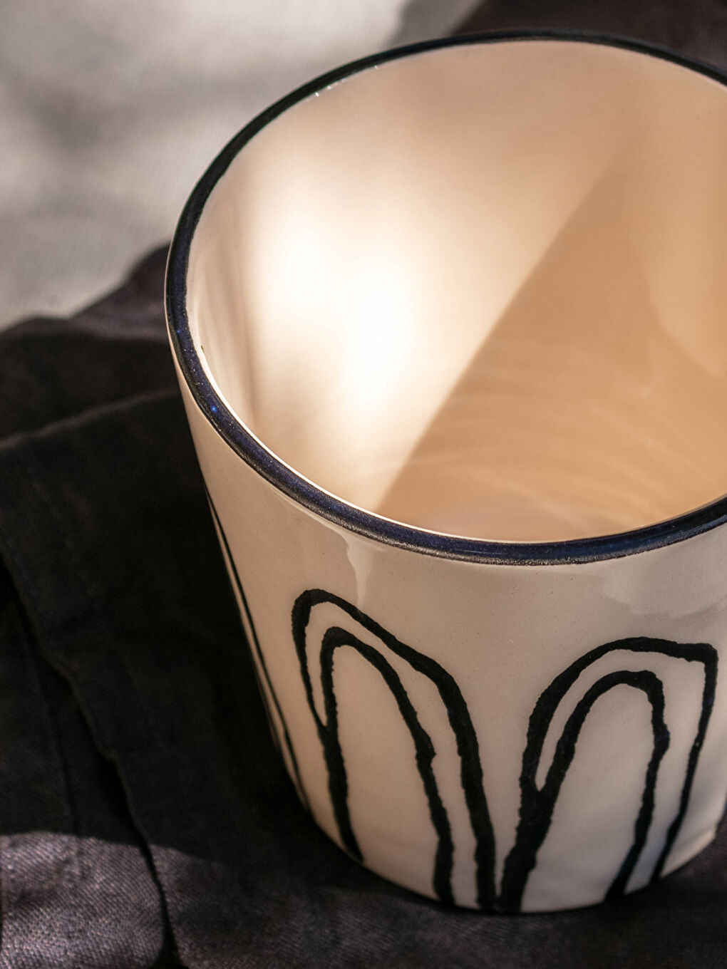 Siyah Desenli Seramik Bardak 210 ml-2