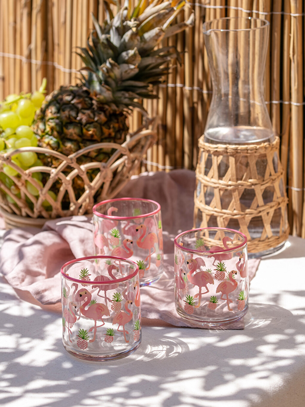 Karışık Flamingo Baskılı Cam Bardak 3'lü 260 ml-2