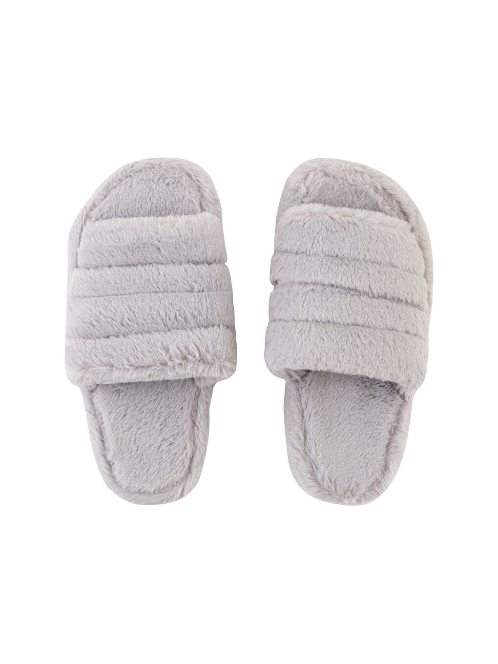 Gri Tek Bantlı Pelüş Kadın Ev Terliği-5