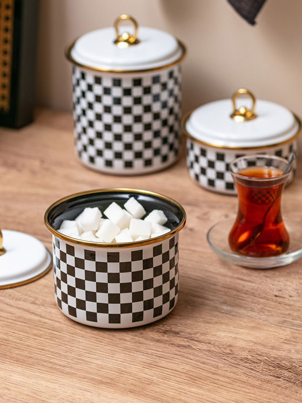 LCW HOME Patterned Enamel Storage Container with Lid 9 Cm -S2LA55Z8-LQJ