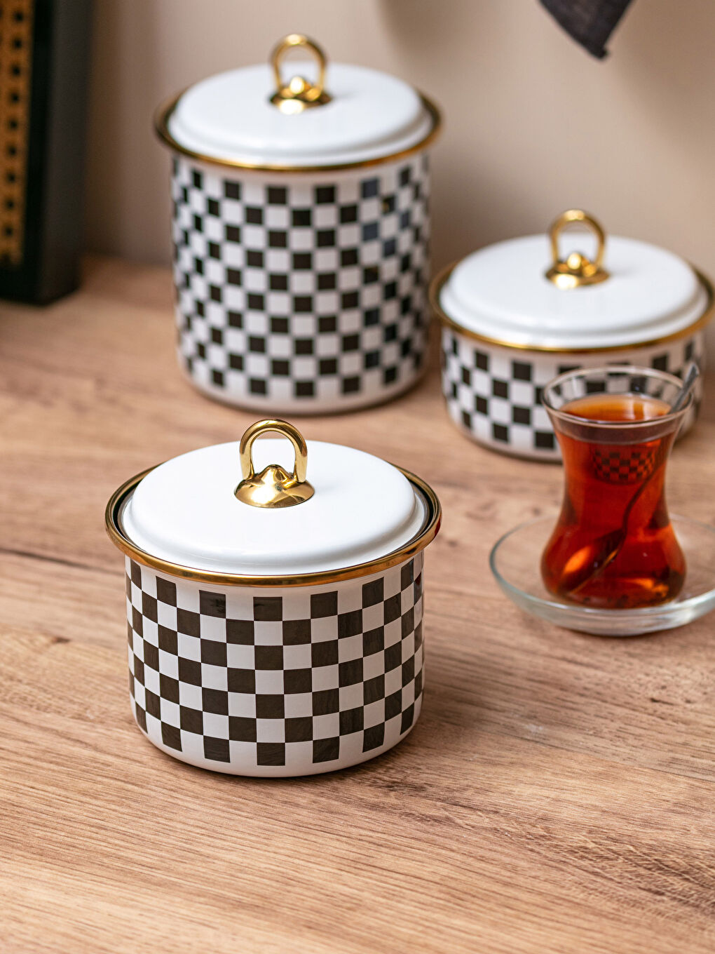 LCW HOME Patterned Enamel Storage Container with Lid 9 Cm -S2LA55Z8-LQJ