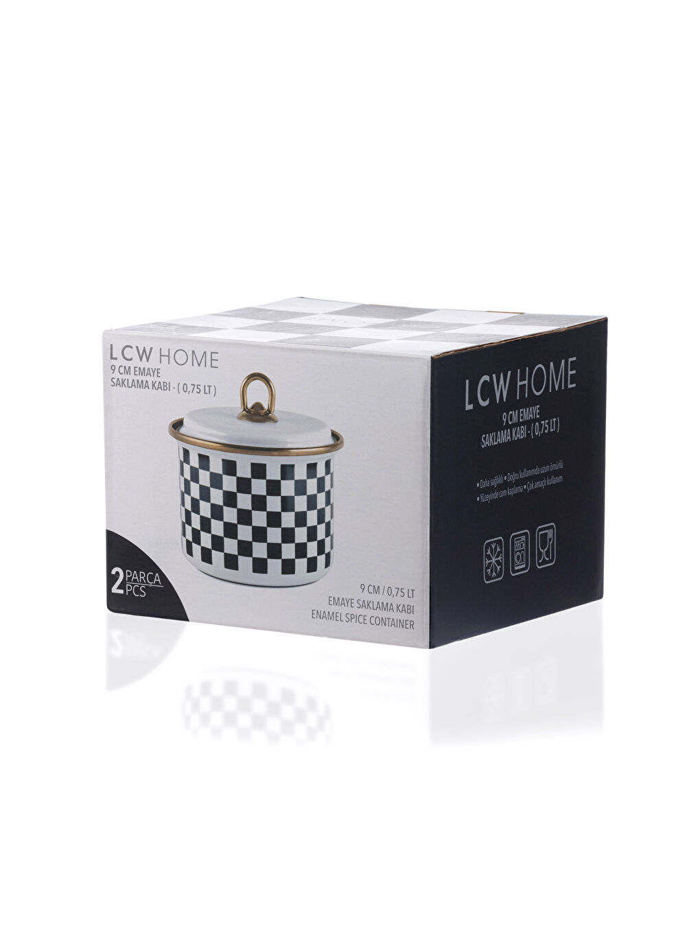 LCW HOME Patterned Enamel Storage Container with Lid 9 Cm -S2LA55Z8-LQJ