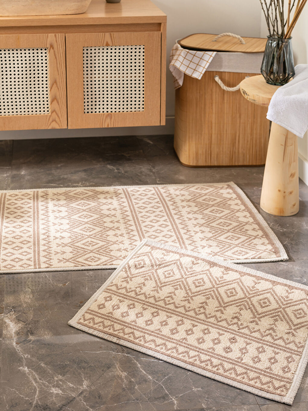 Geometric Patterned Bath Mat 2 Pack