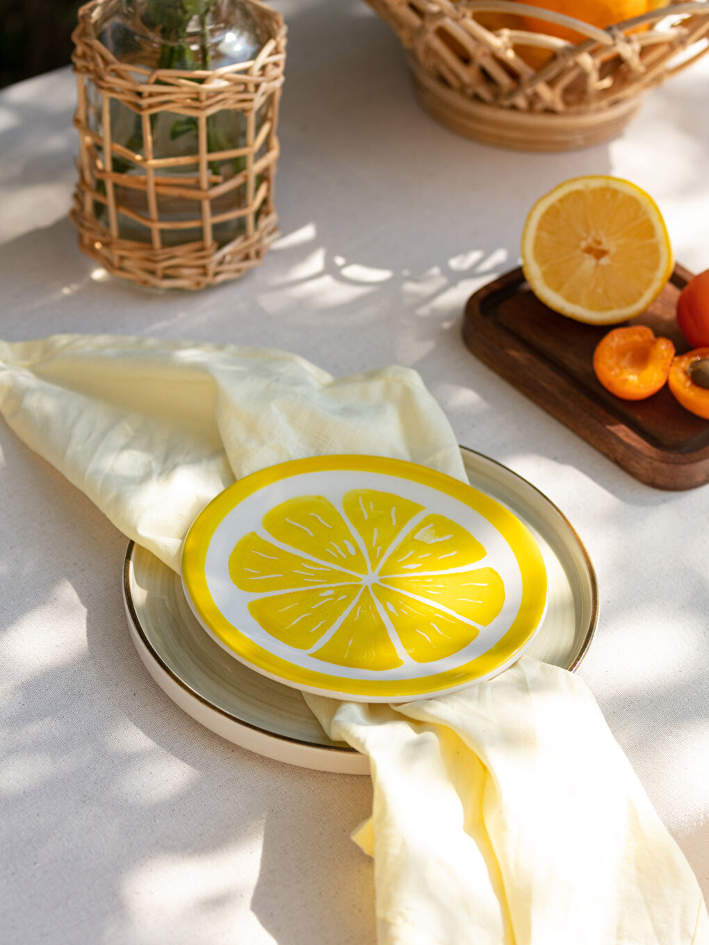 Limon Baskılı Seramik Pasta Tabağı 15 cm-1