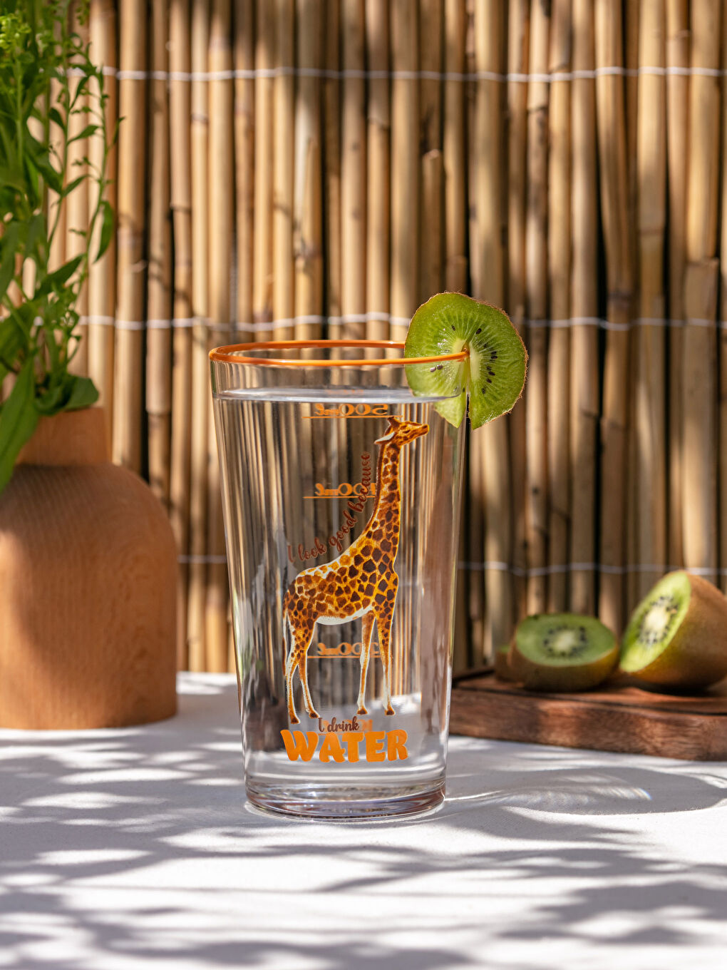 Karışık Zürafa Baskılı Cam Bardak 570 ml