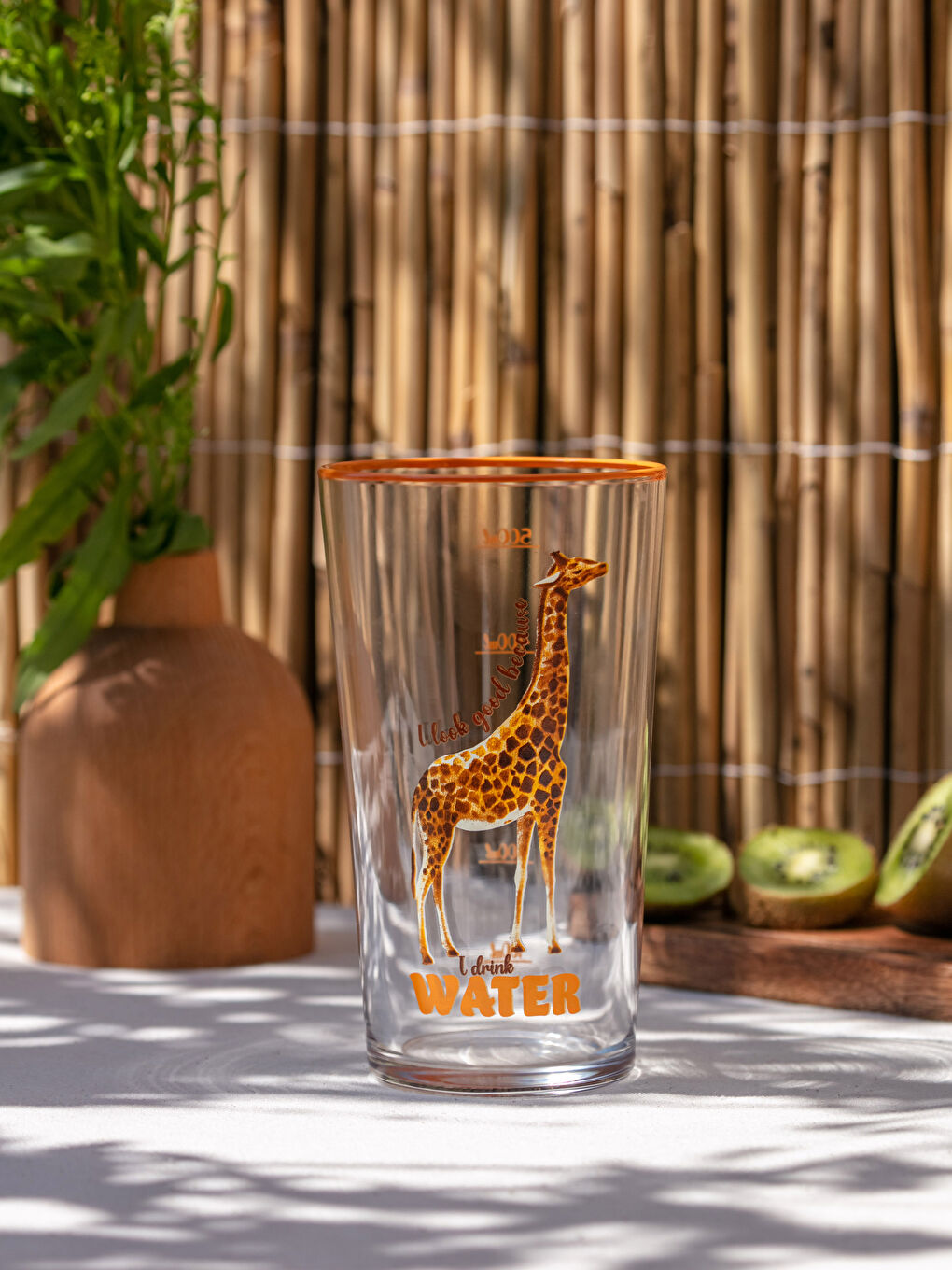 Karışık Zürafa Baskılı Cam Bardak 570 ml-1