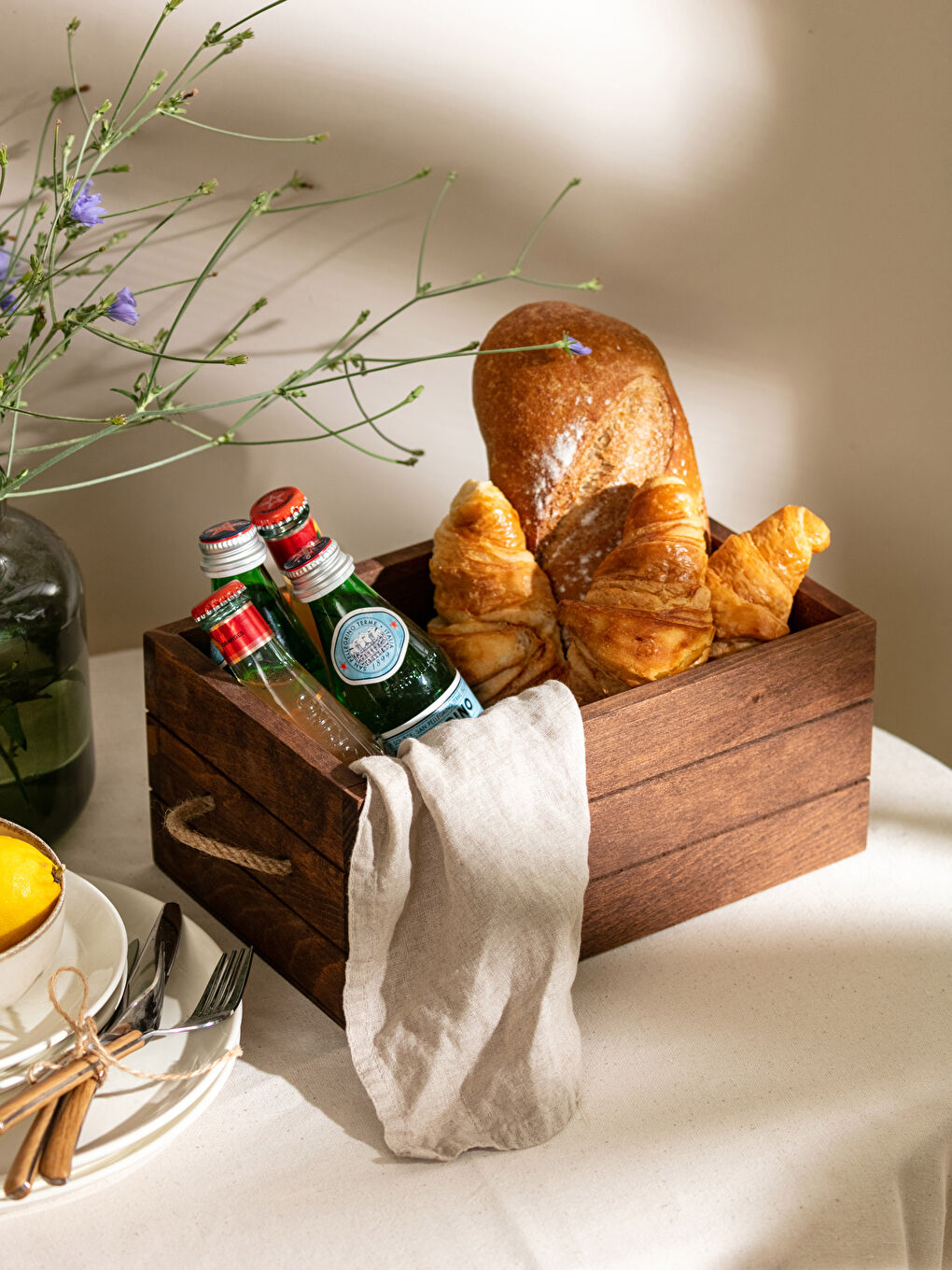 Kahverengi Düz Ahşap Organizer 29x21x13 cm