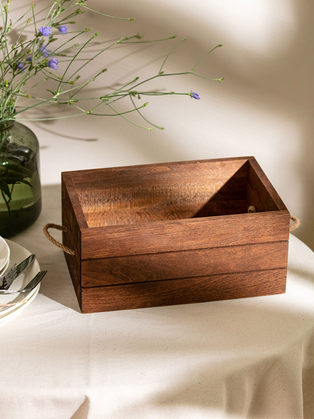 Kahverengi Düz Ahşap Organizer 29x21x13 cm-1