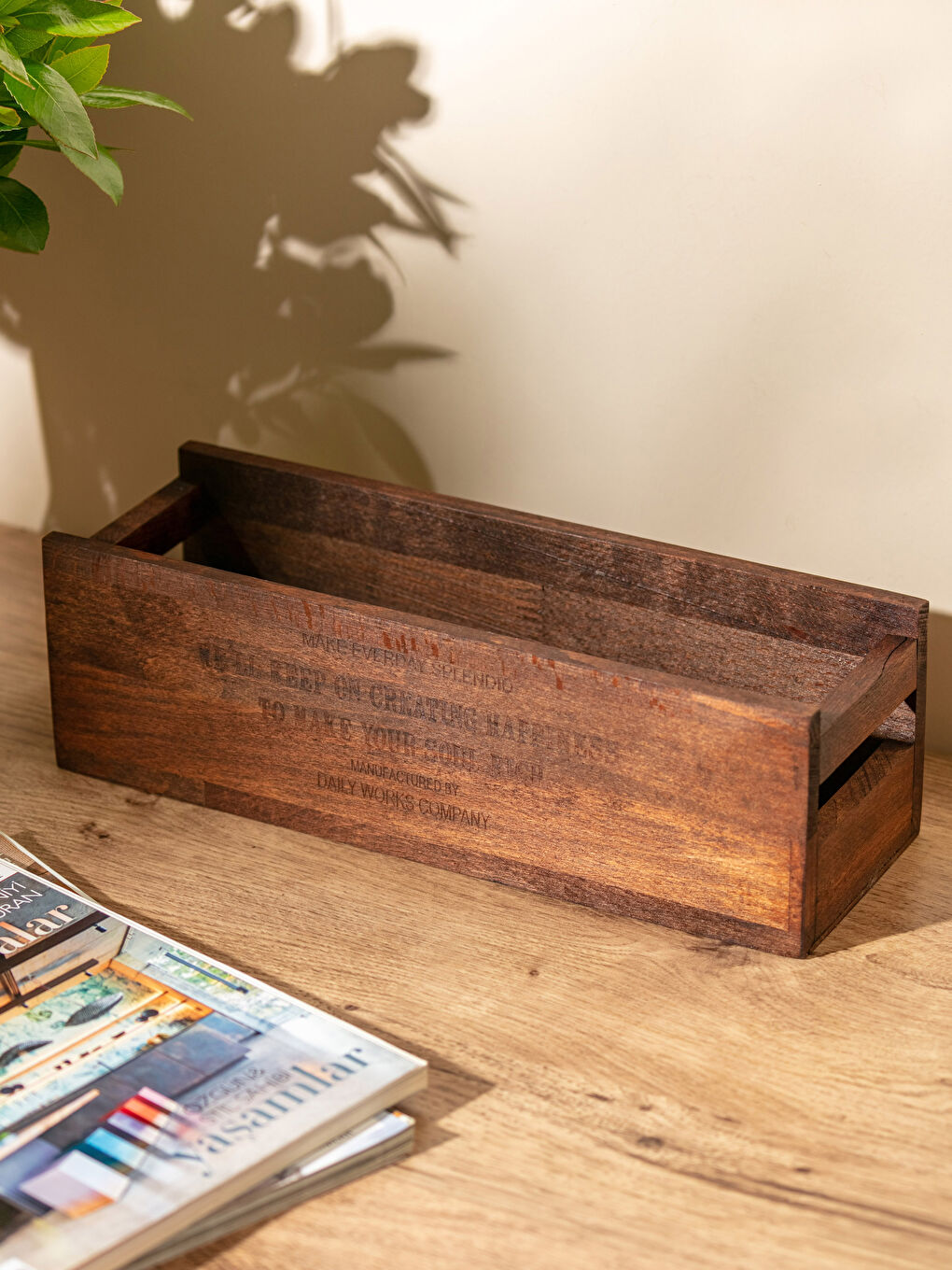 Siyah Baskılı Ahşap Organizer 33x11x10 cm-1