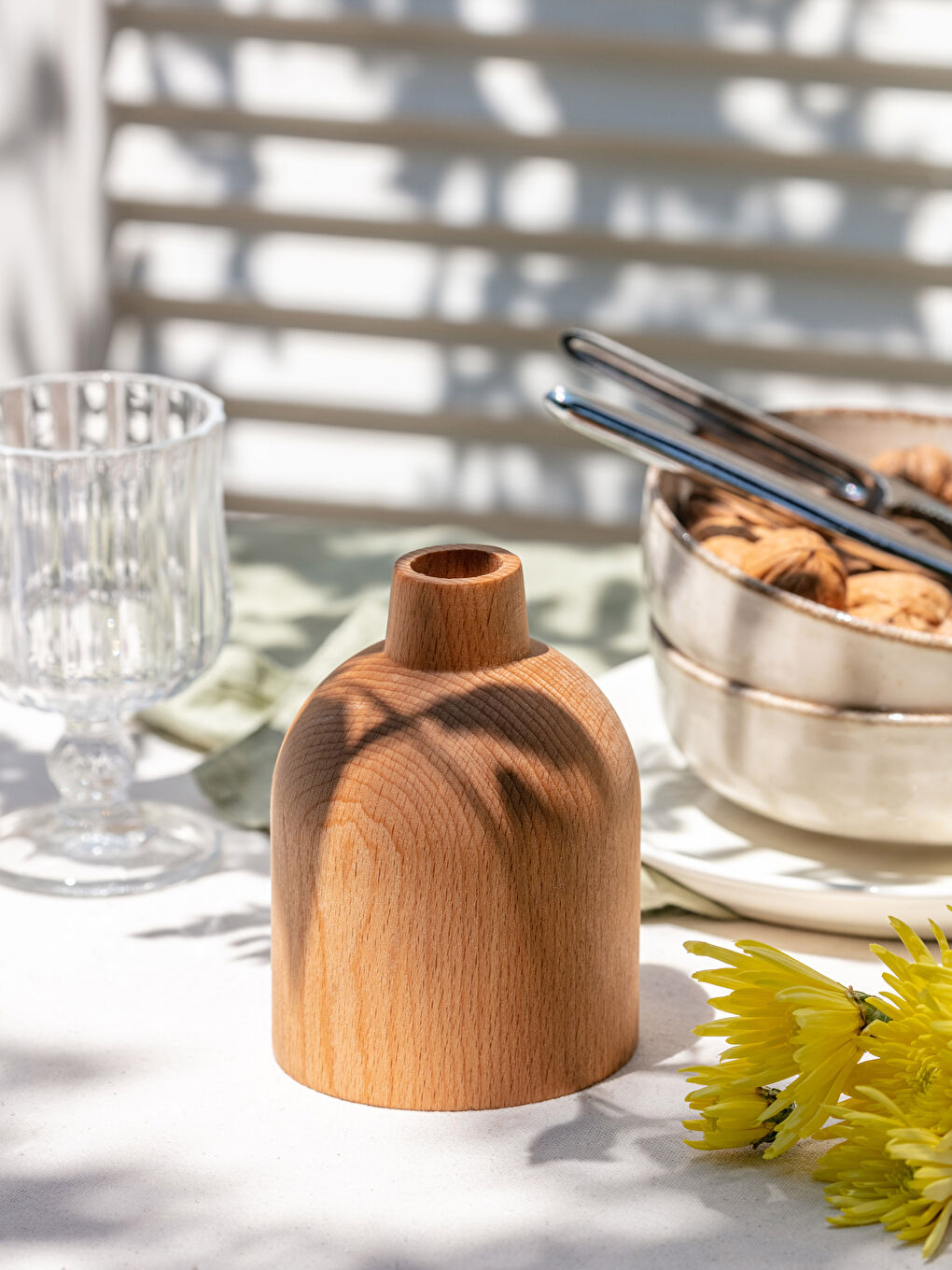 Kahverengi Ahşap Dekoratif Vazo 9x12 cm-1