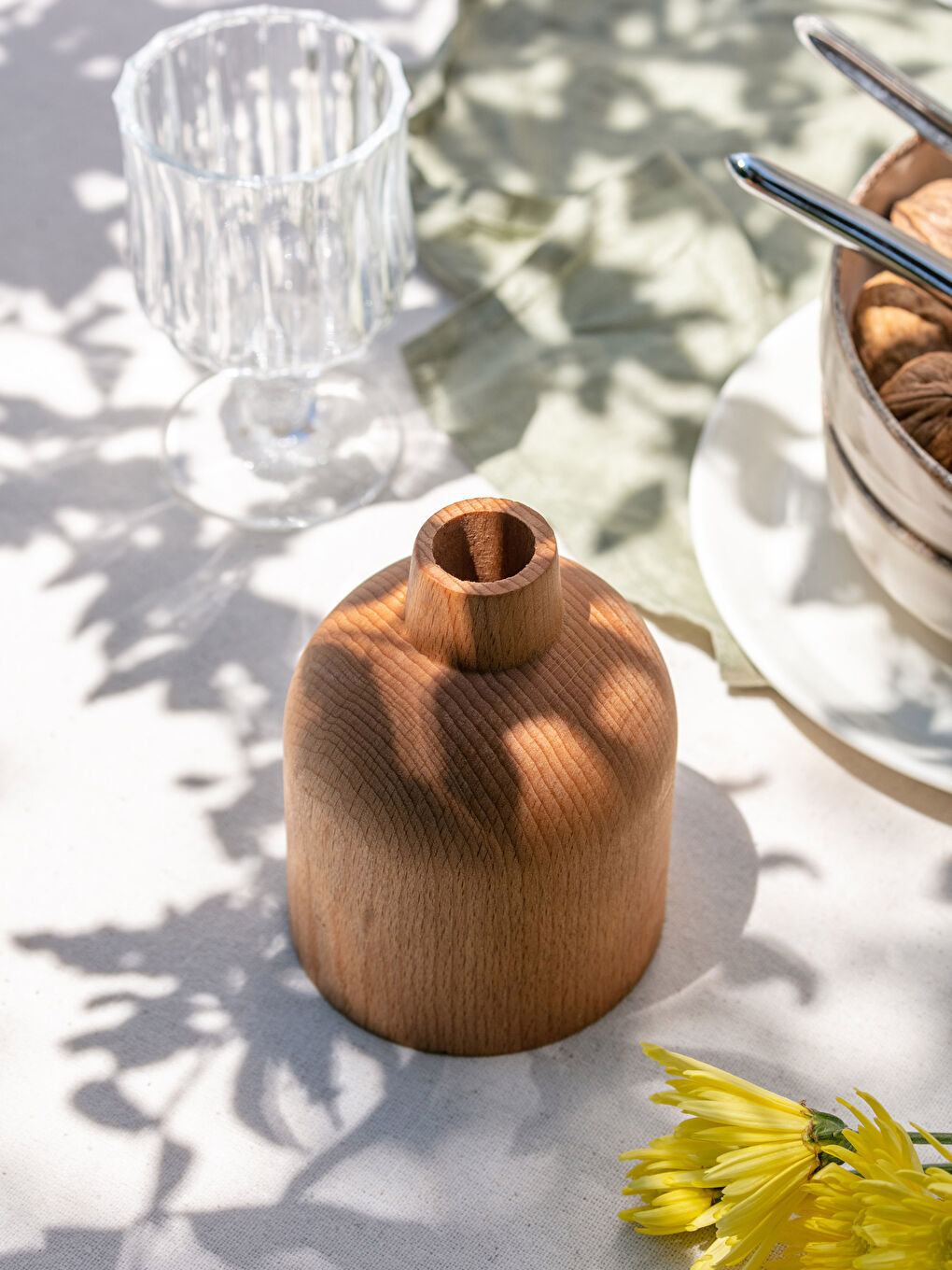 Kahverengi Ahşap Dekoratif Vazo 9x12 cm-2