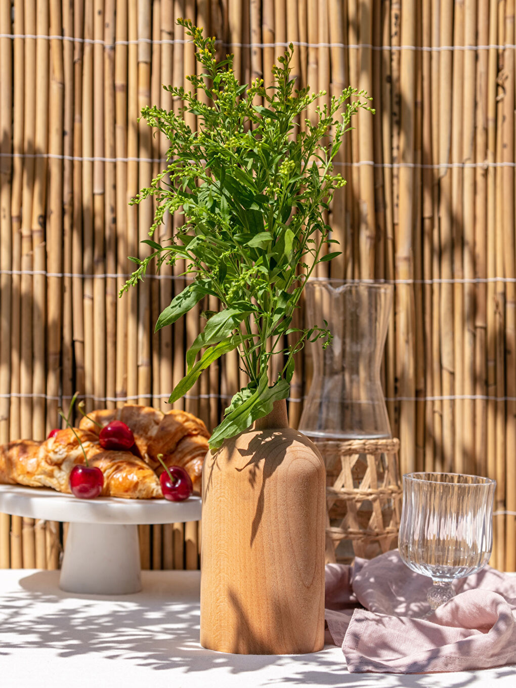 Kahverengi Ahşap Dekoratif Vazo 9x18 cm