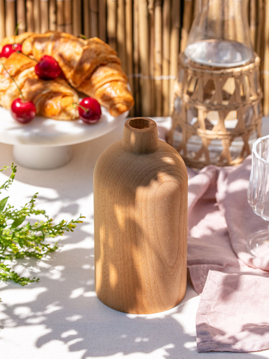 Kahverengi Ahşap Dekoratif Vazo 9x18 cm-1