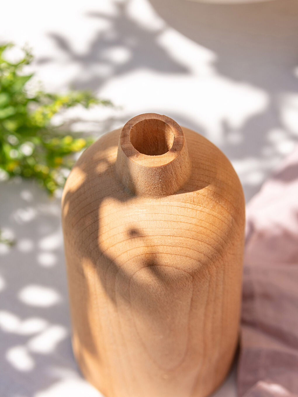 Kahverengi Ahşap Dekoratif Vazo 9x18 cm-2