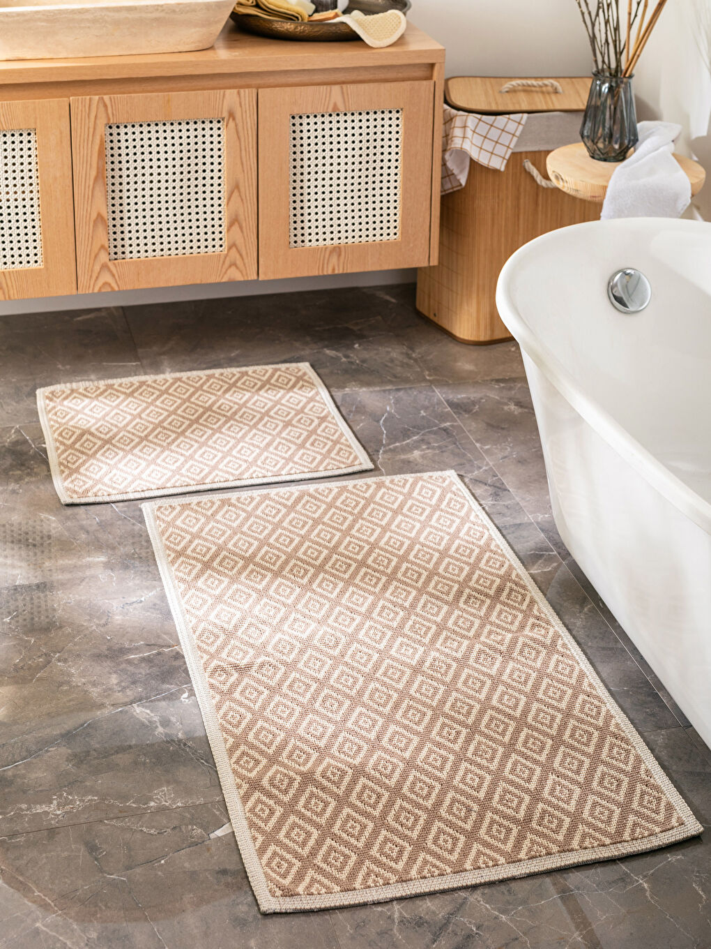 LCW HOME Pamuklu Desenli Banyo Paspası 2'li -S2LQ83Z8-LRA