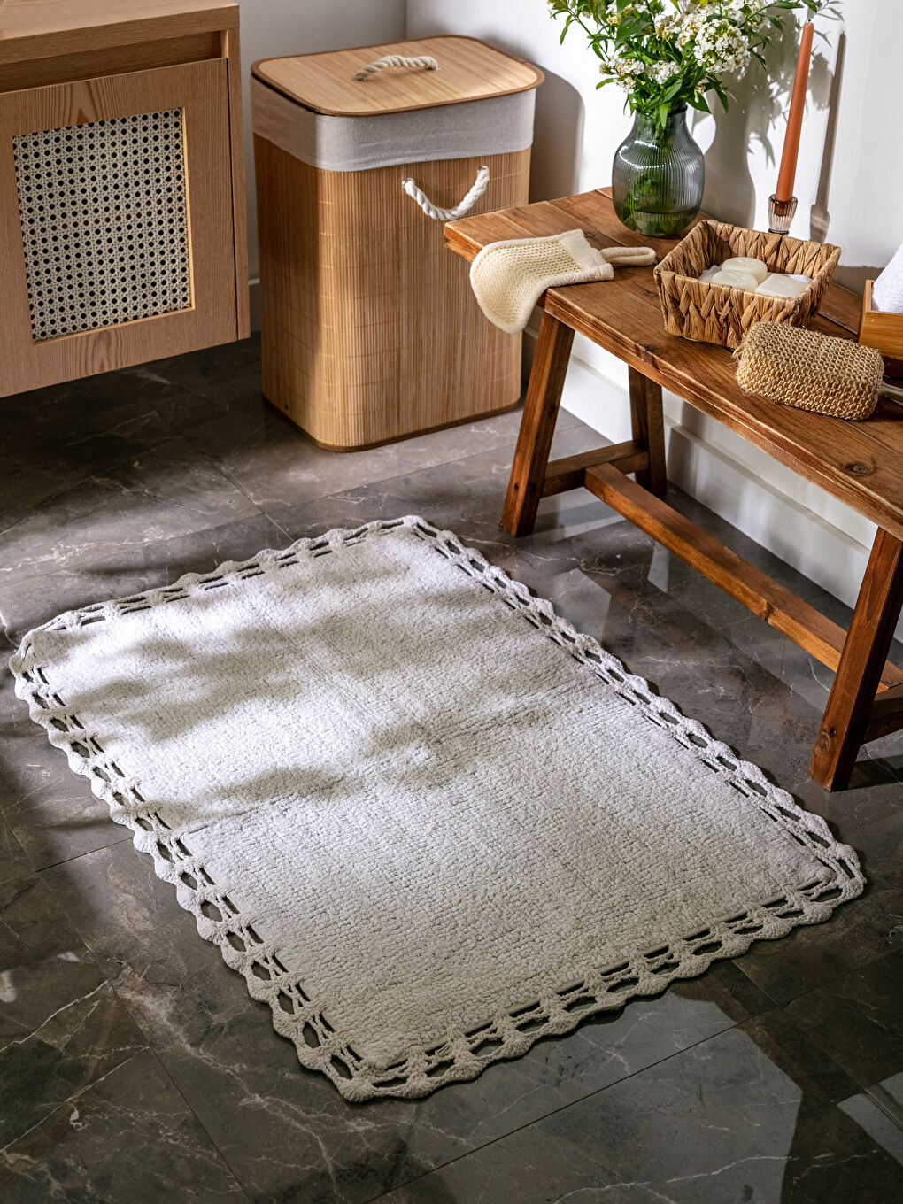 LCW HOME Lace Detailed Bath Mat 60x90 Cm -S2LY48Z8-QVC