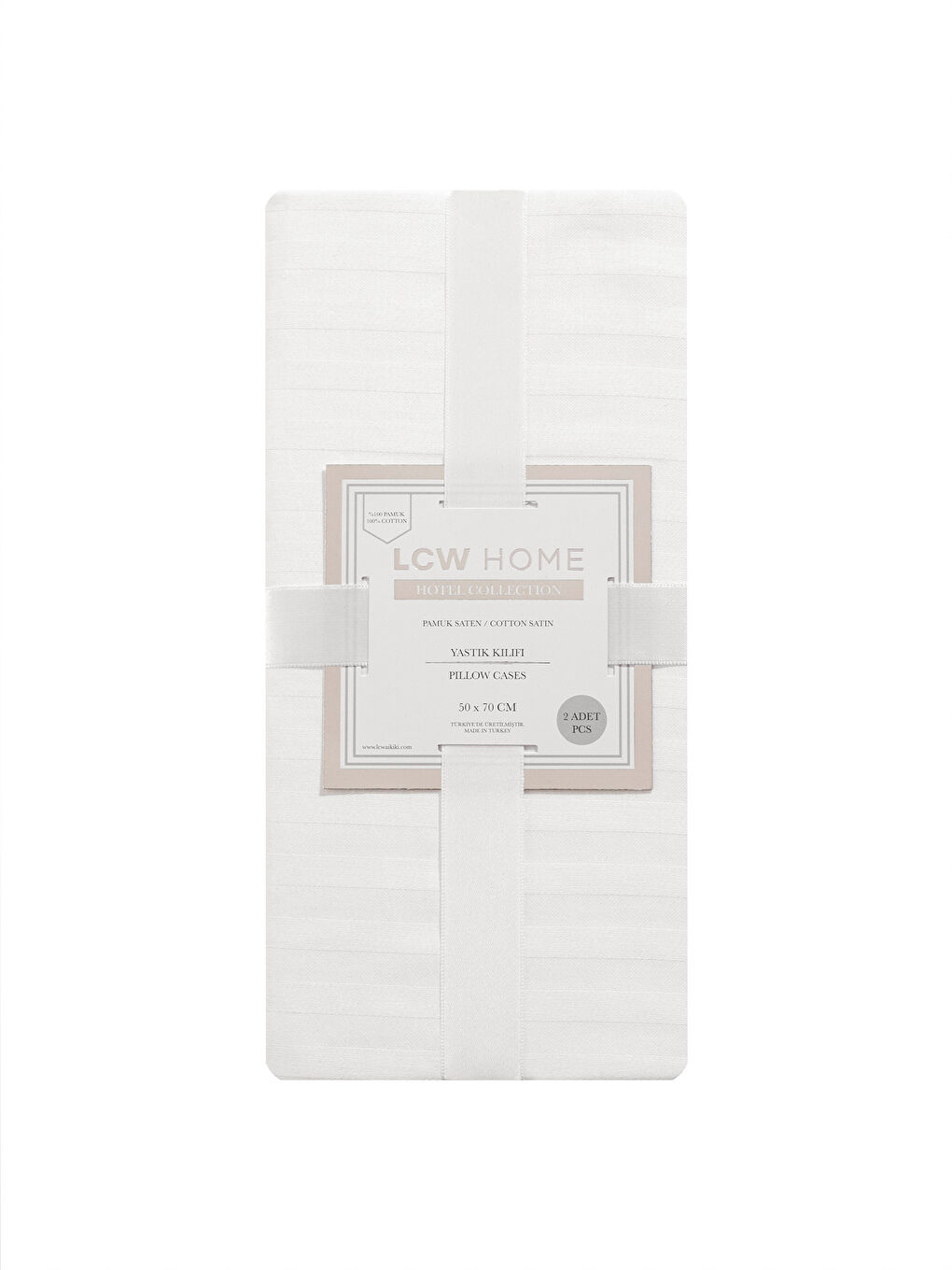 Beyaz Düz Pamuk Saten Yastık Kılıfı 2'li 50x70 cm-3
