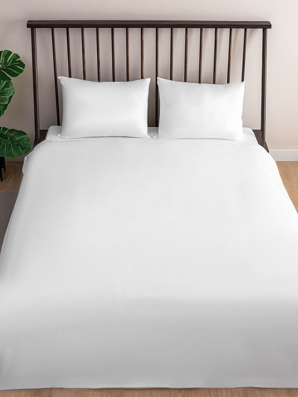 طقم غطاء لحاف مزدوج قطن سادة كبير الحجم-1