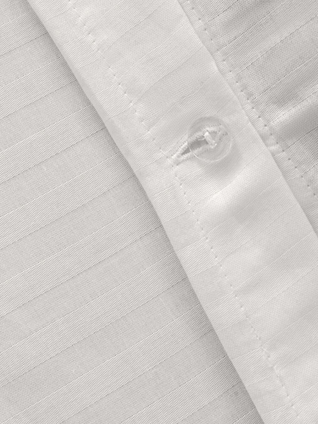 Beyaz Çizgili Pamuk Saten Tek Kişilik Nevresim Seti-5