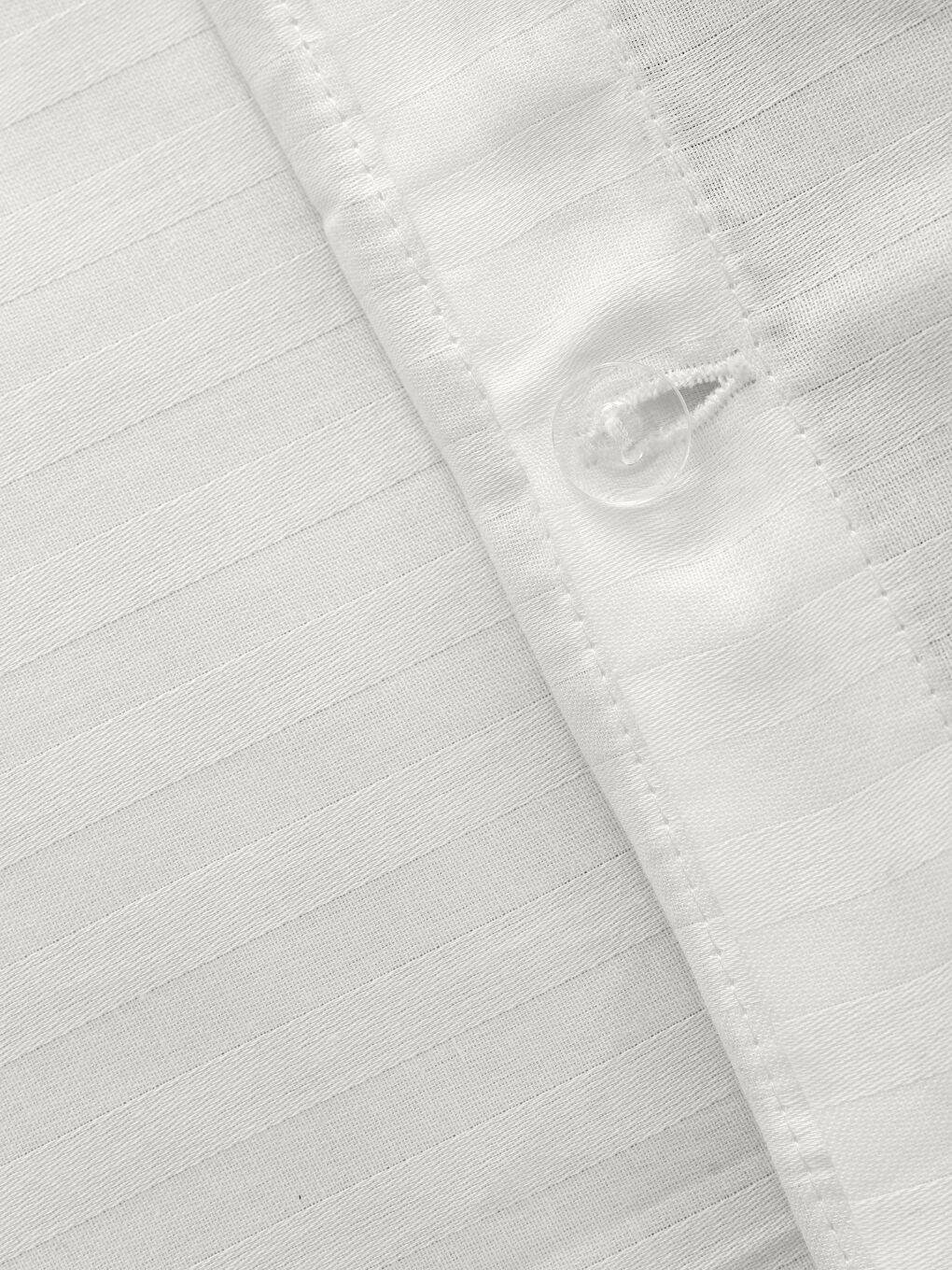 Beyaz Çizgili Pamuk Saten Battal Boy Çift Kişilik Nevresim Seti-5