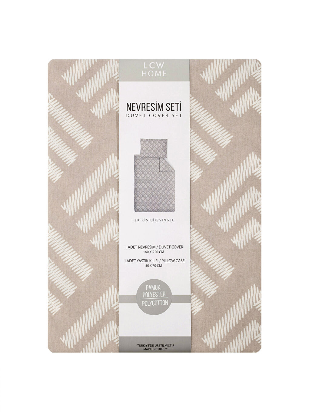 Bej Desenli Tek Kişilik Nevresim Seti-6