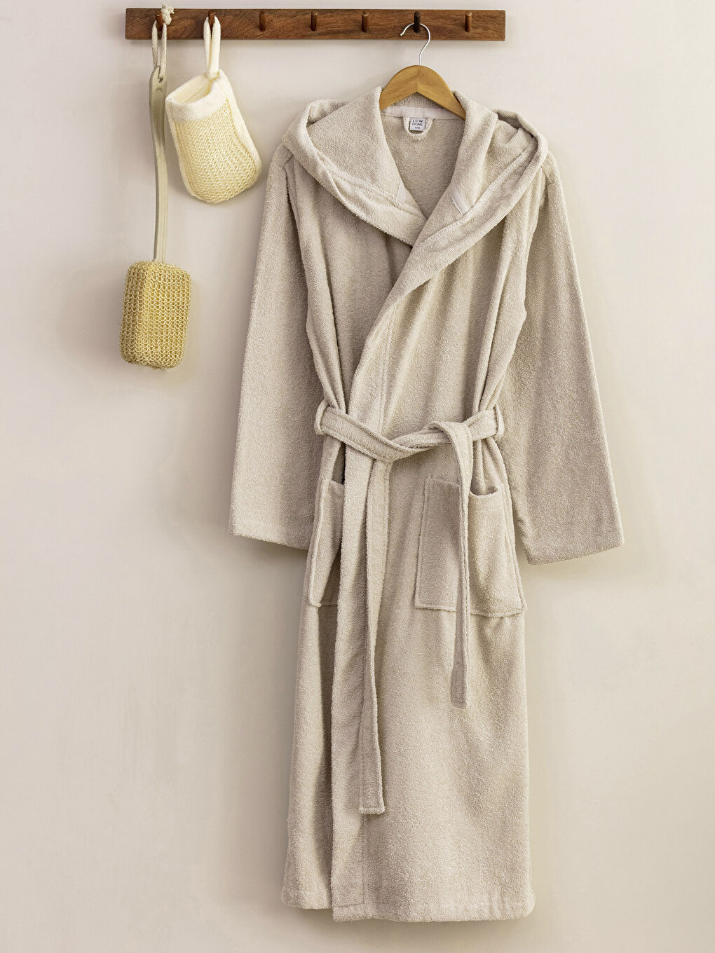 Plain Long Hooded Men's Bathrobe