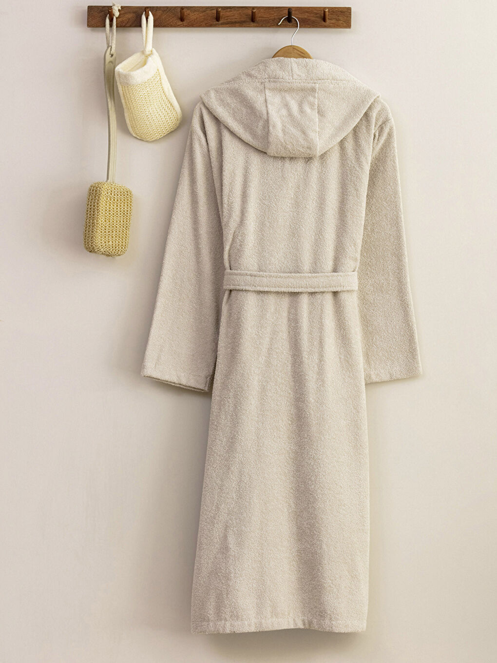 Plain Long Hooded Men's Bathrobe-1