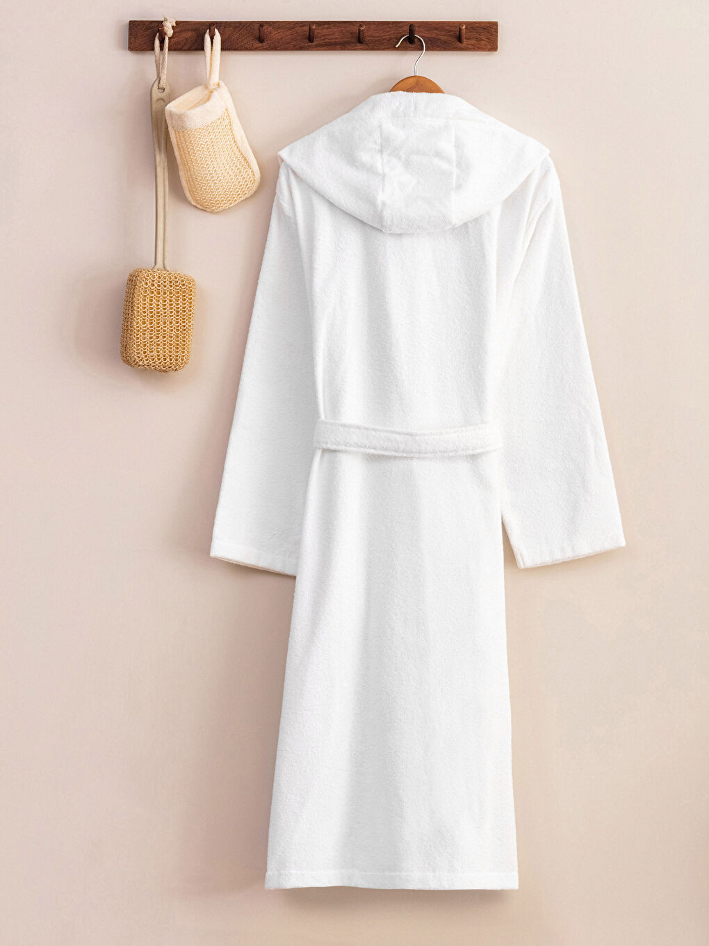 Plain Long Hooded Men's Bathrobe-1