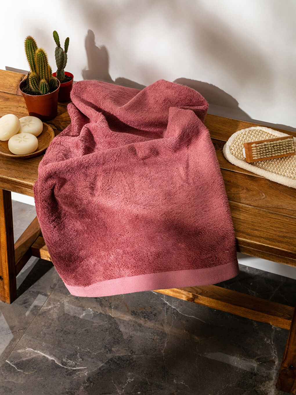 Bordo Düz Bambu Yüz Havlusu 50x80 cm