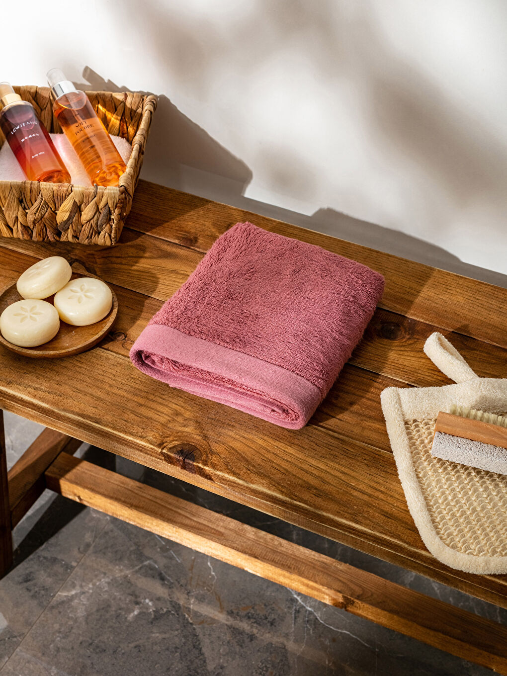 Bordo Düz Bambu Yüz Havlusu 50x80 cm-1