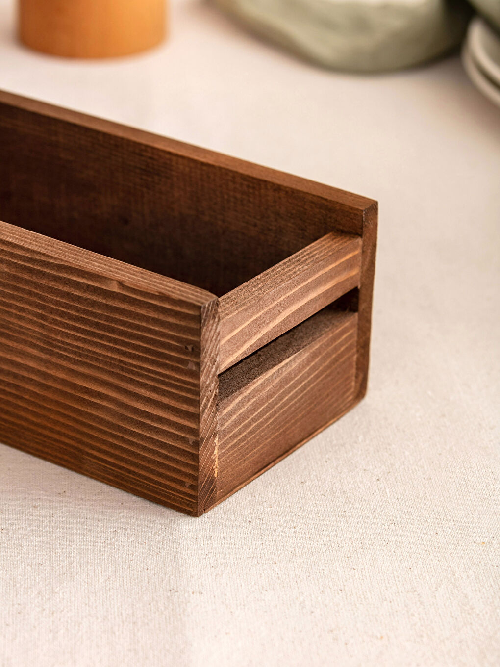 Karışık Yazı Baskılı Ahşap Organizer Kutu 33x11x9 cm-3