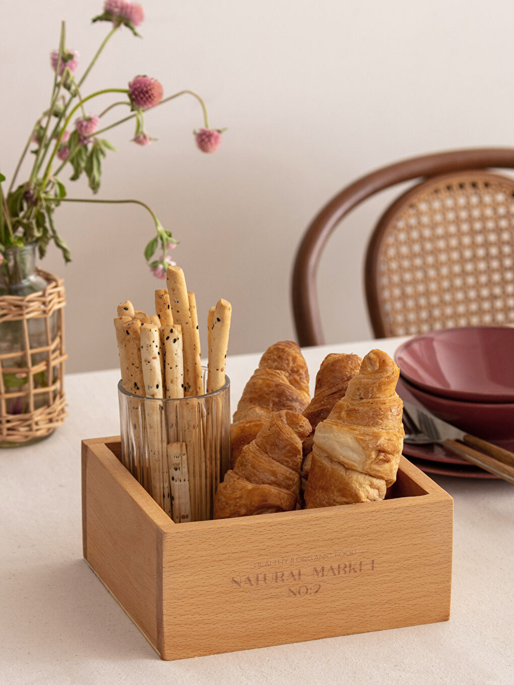 صندوق منظم خشبي مطبوع بنص 20 سم