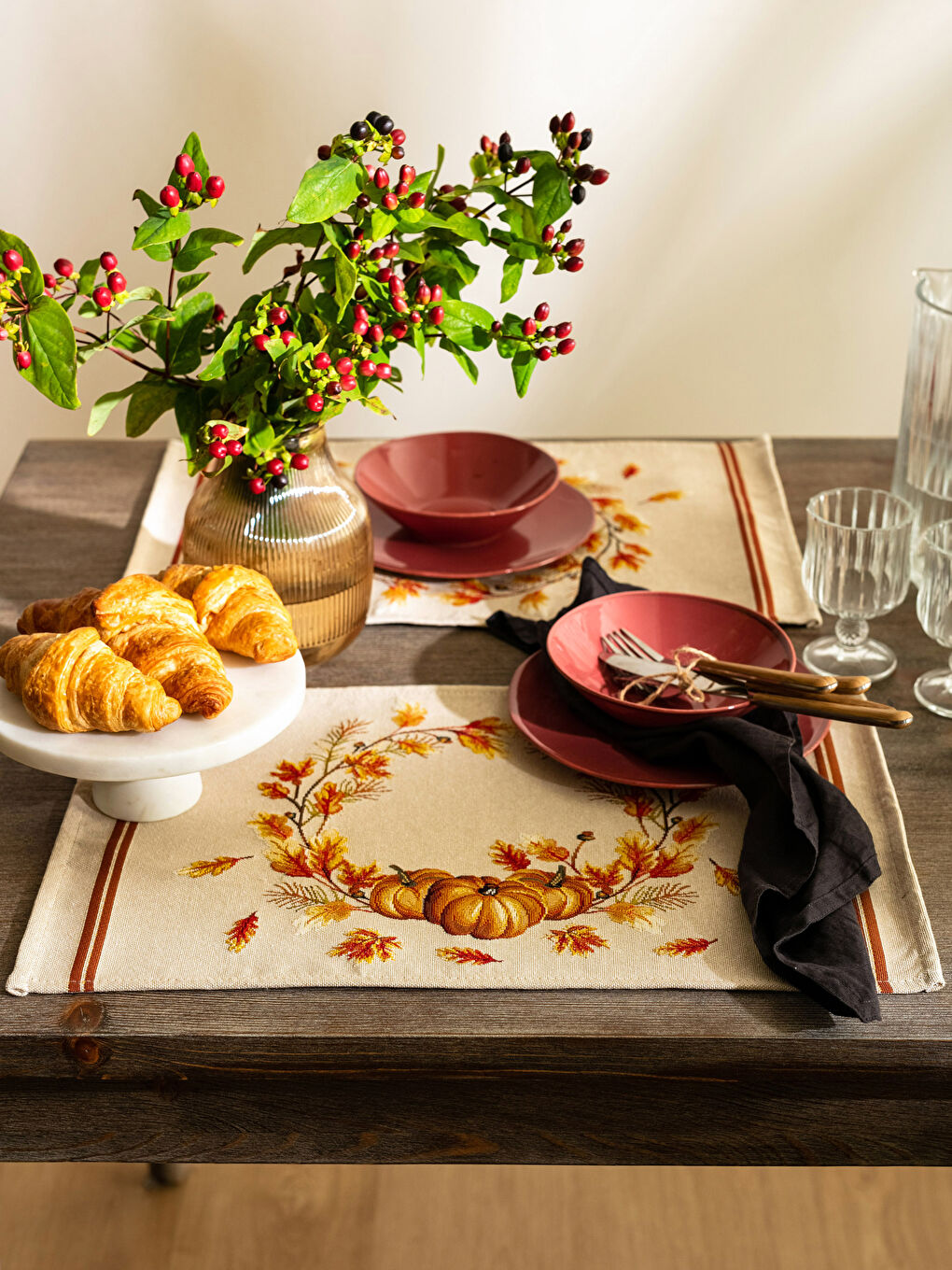 LCW HOME Patterned Jacquard Table Mat 2-Pack 33x50 Cm -W2G195Z8-F9C