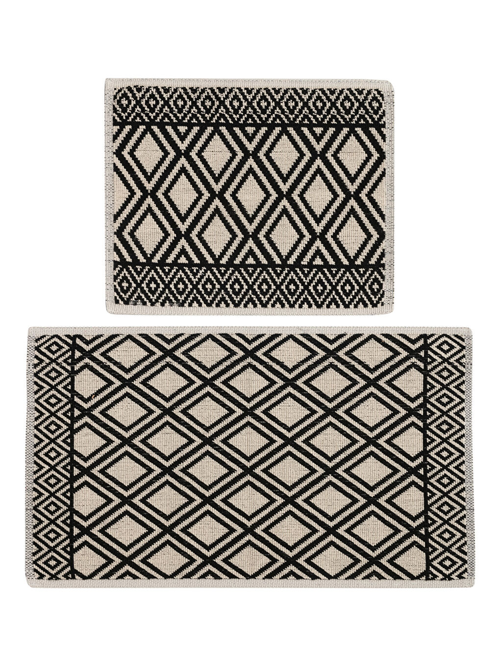 Ekru Geometrik Desenli Banyo Paspası 2'li-4