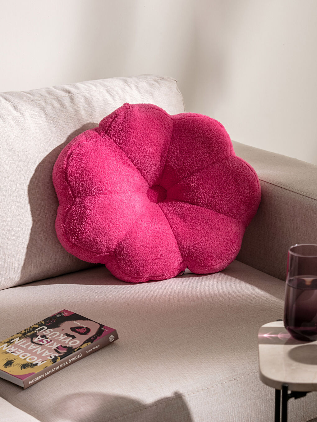 Fuşya Papatya Dolgulu Kırlent 40x40 cm