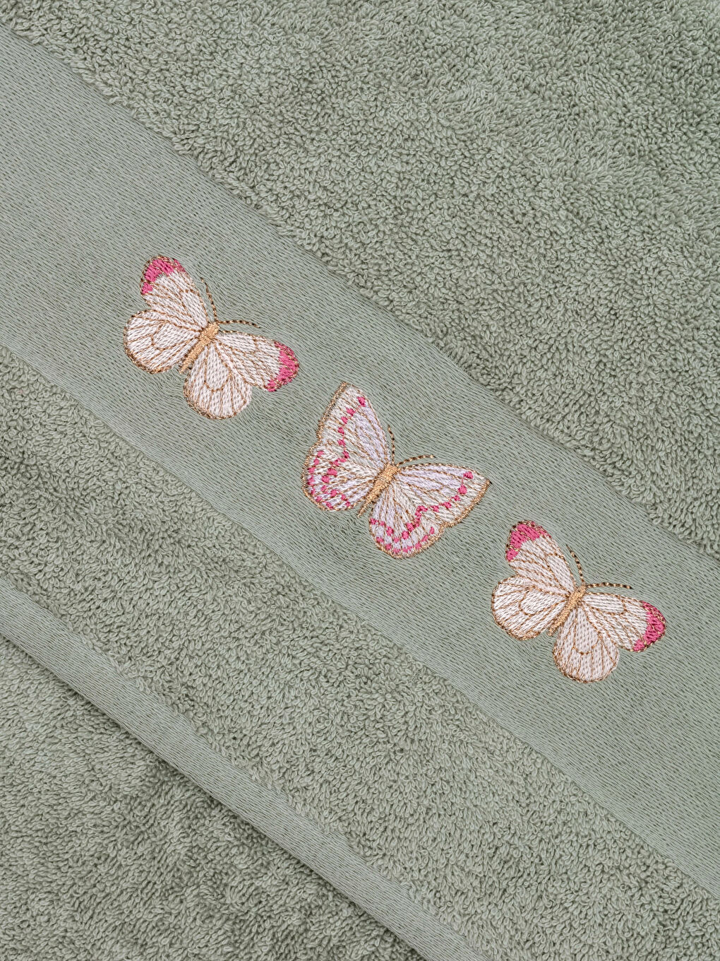 Butterfly Embroidered Cotton Face Towel 50x80 cm-2