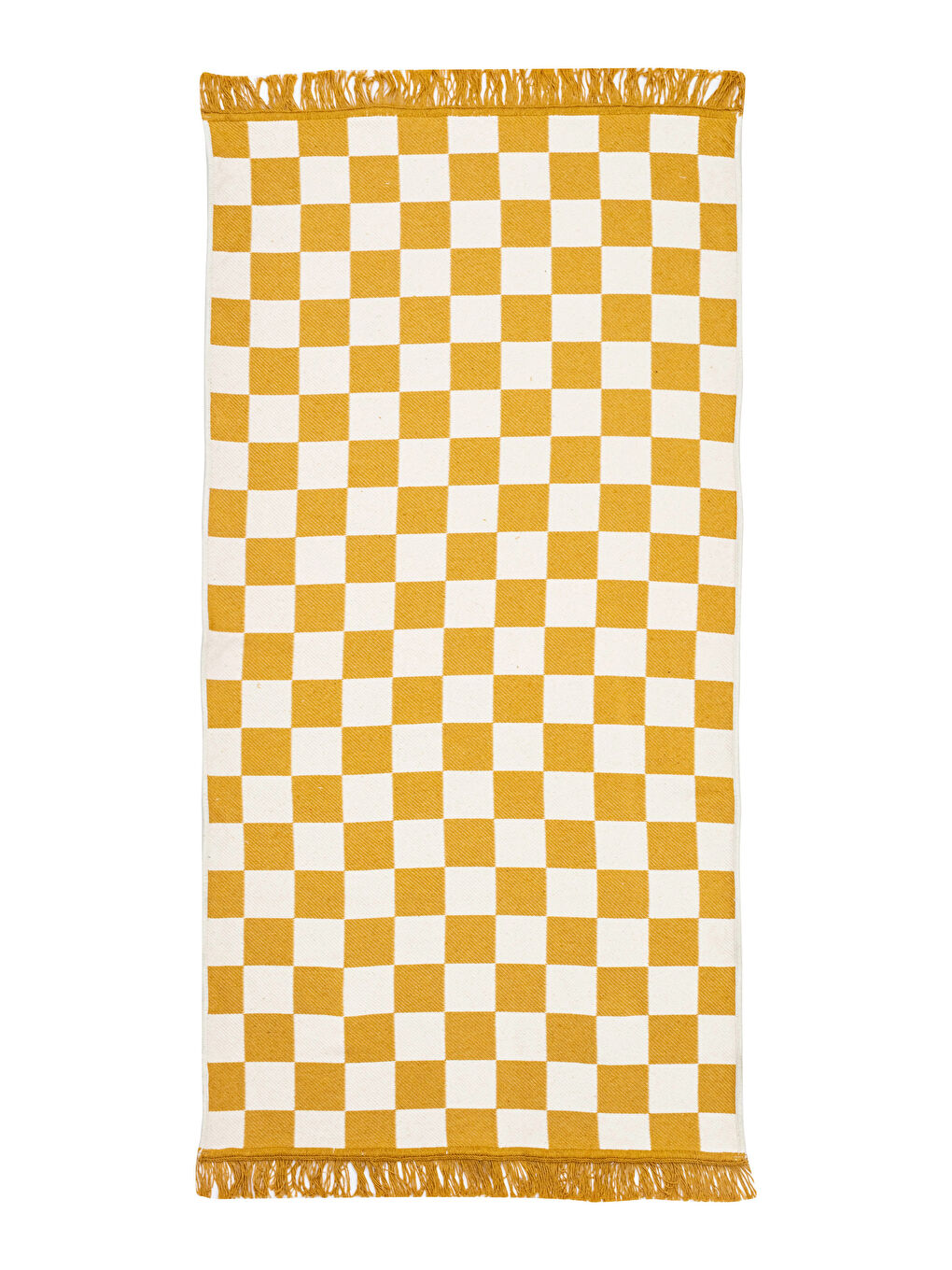 Checker Patterned Double Sided Tasseled Rug 80x150 Cm-4