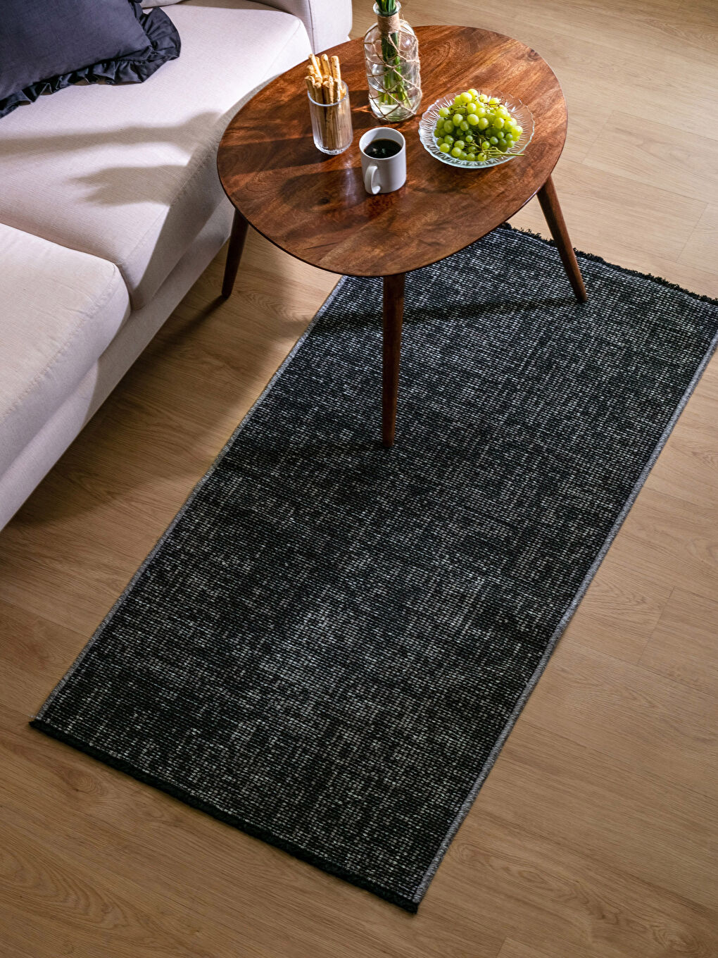 Antrasit Kendinden Desenli Halı 80x150 cm