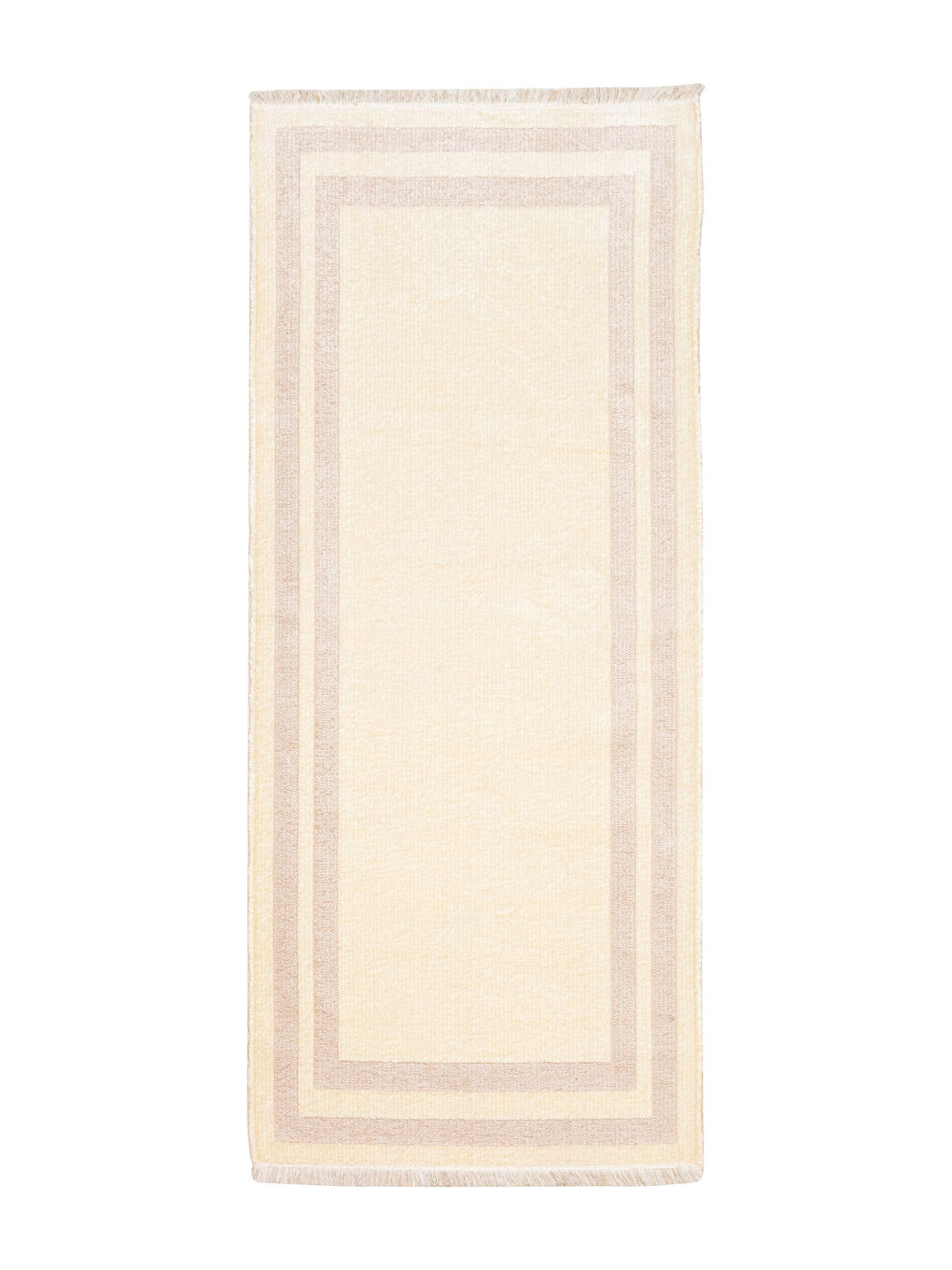 Ekru Saçak Detaylı Desenli Çift Taraflı Halı 80x200 cm-4