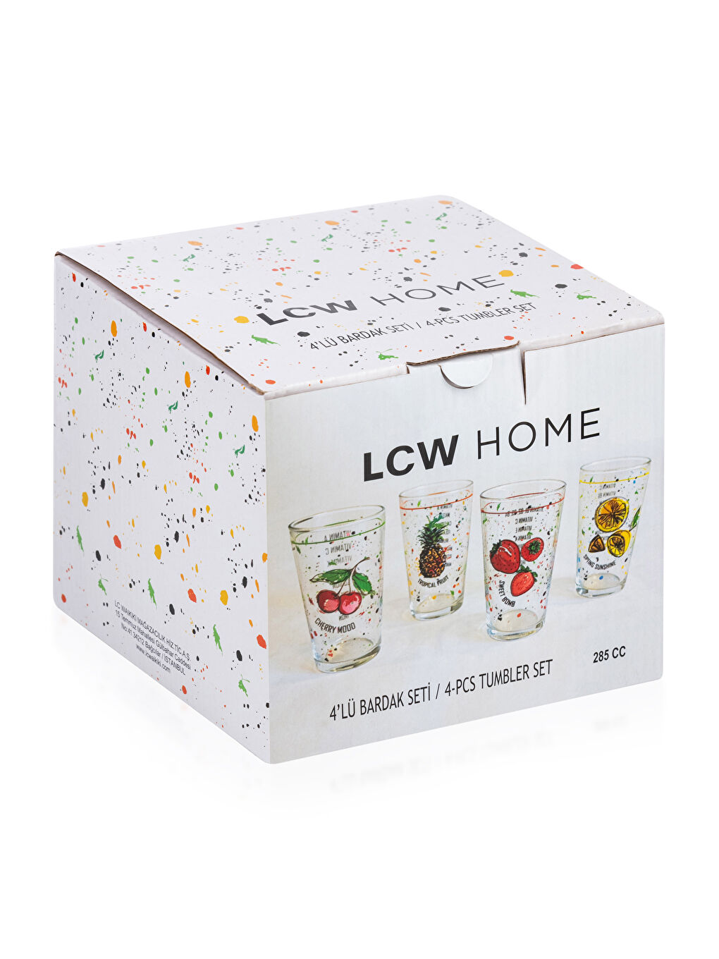 Karışık Meyve Baskılı Cam Bardak 4'lü 285 ml-4