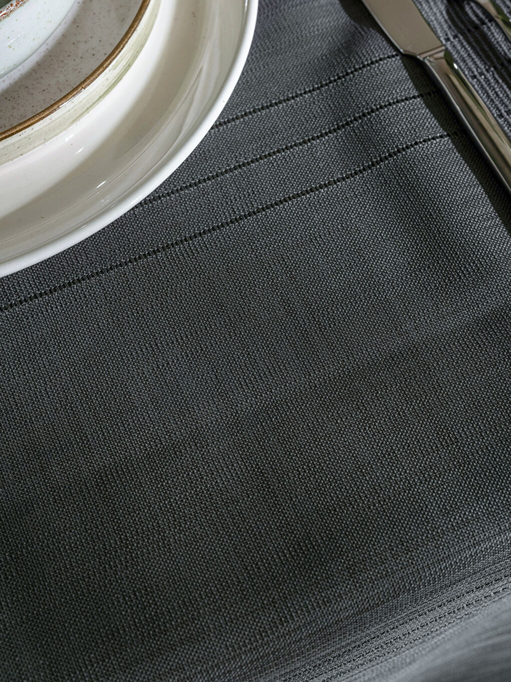 Antrasit Çizgili Dokuma Runner 45x150 cm-2