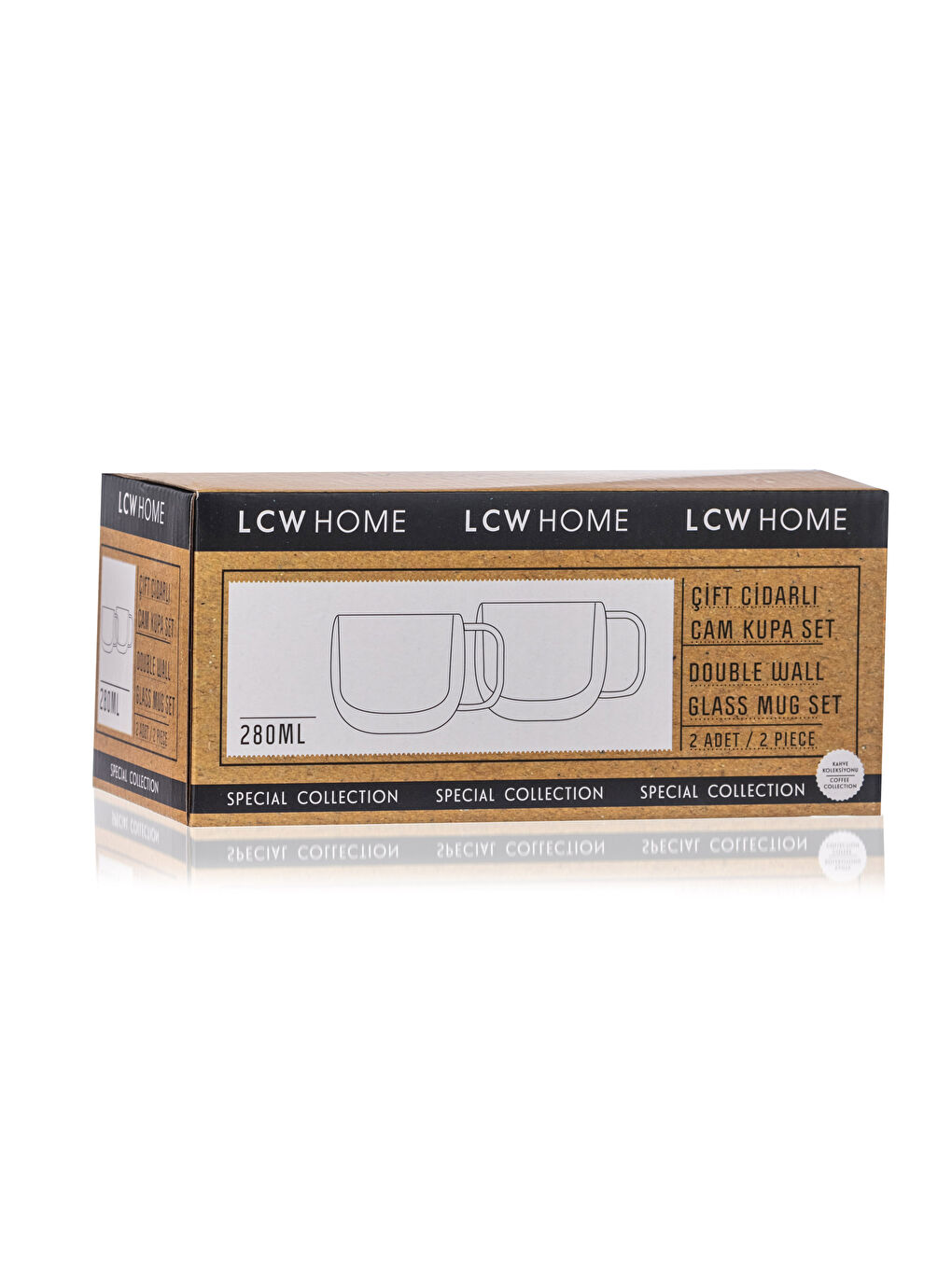 كوب زجاج مزدوج الجدار ٢ قطعة ٢٨٠ مل-2