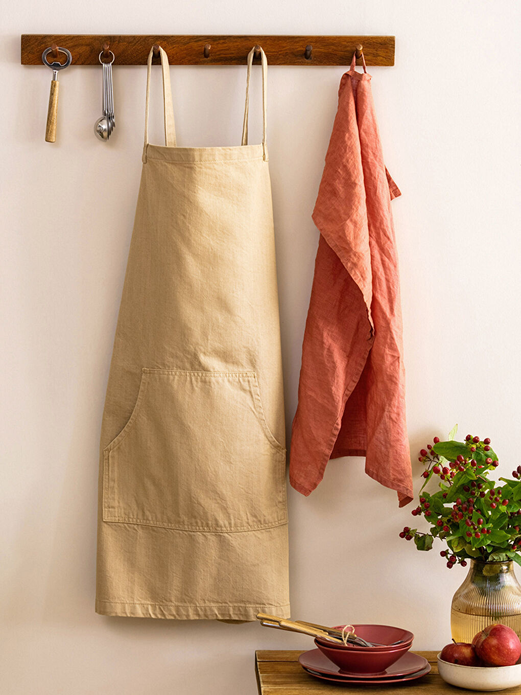 LCW HOME Plain Cotton Kitchen Apron -W2GT47Z8-SM8