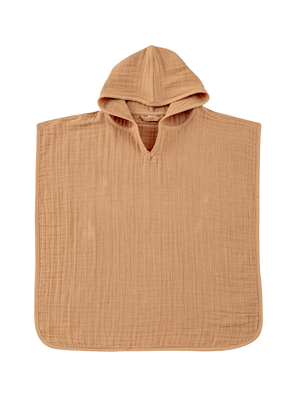 LCW HOME Plain Cotton Hooded Poncho Kids Muslin Bathrobe -W2H345Z4-T5D