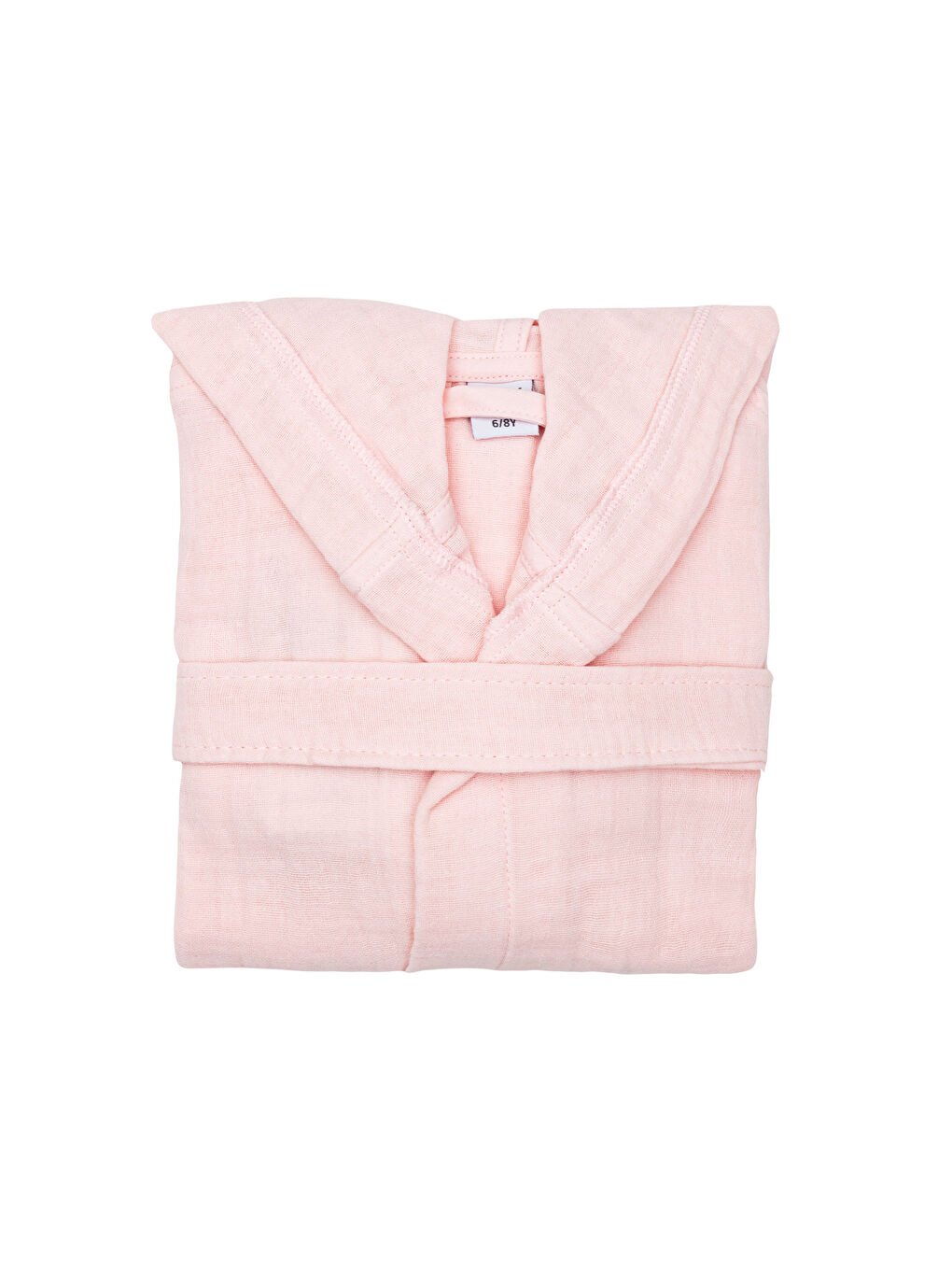Schlichter Baumwoll-Kinderbademantel mit Kapuze aus Musselin-4