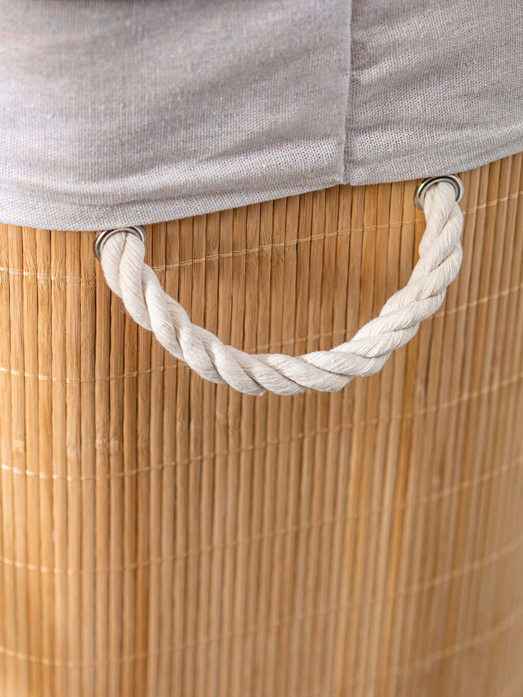 Kahverengi Bambu Çamaşır Sepeti 39x29x56 cm-3