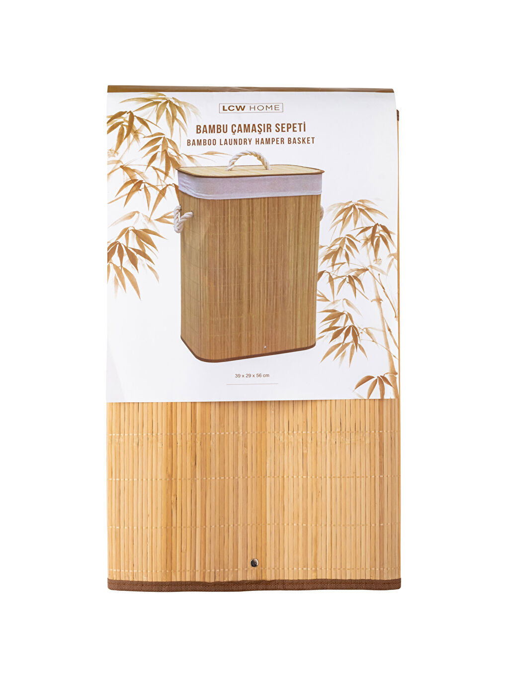 Kahverengi Bambu Çamaşır Sepeti 39x29x56 cm-4